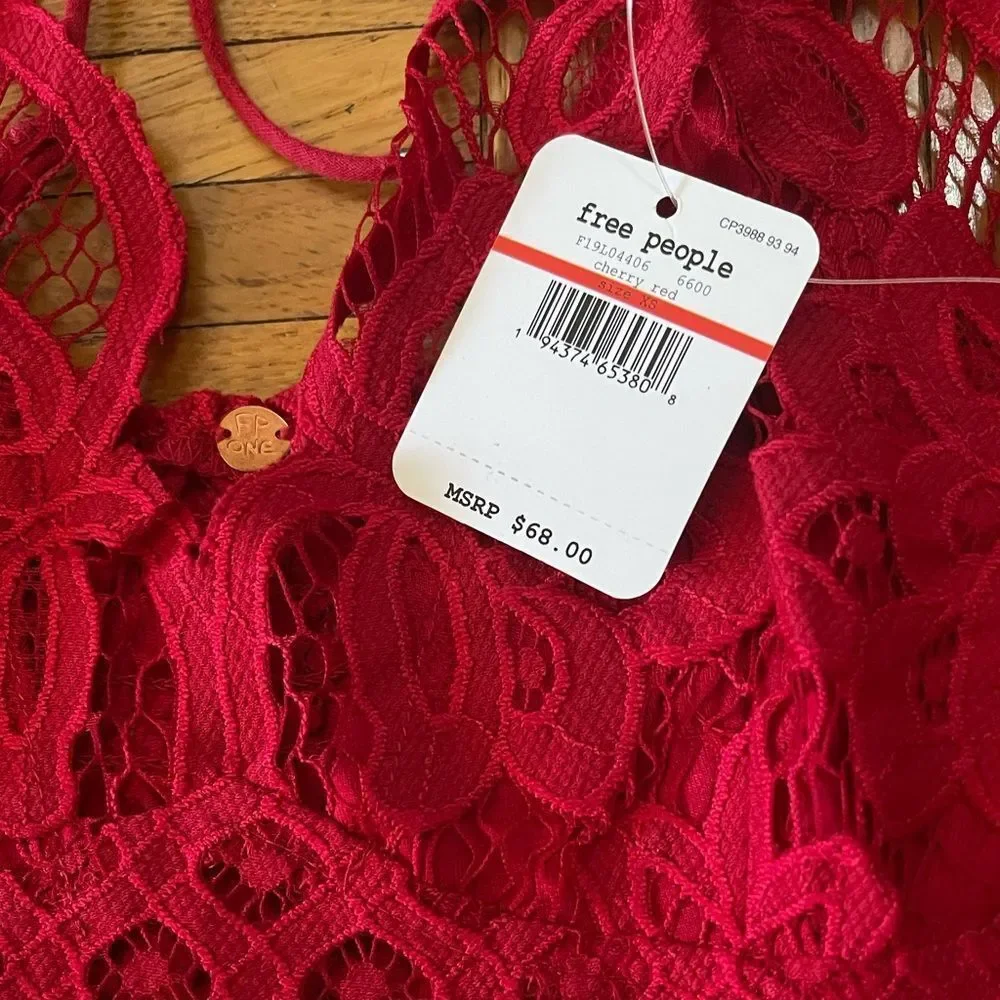 Free People Adelia Cami Cherry Red Size XS NWT